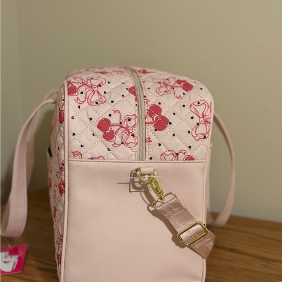 Betsy Johnson Quilted Pink Cherry Bow Weekender - Picture 4 of 9